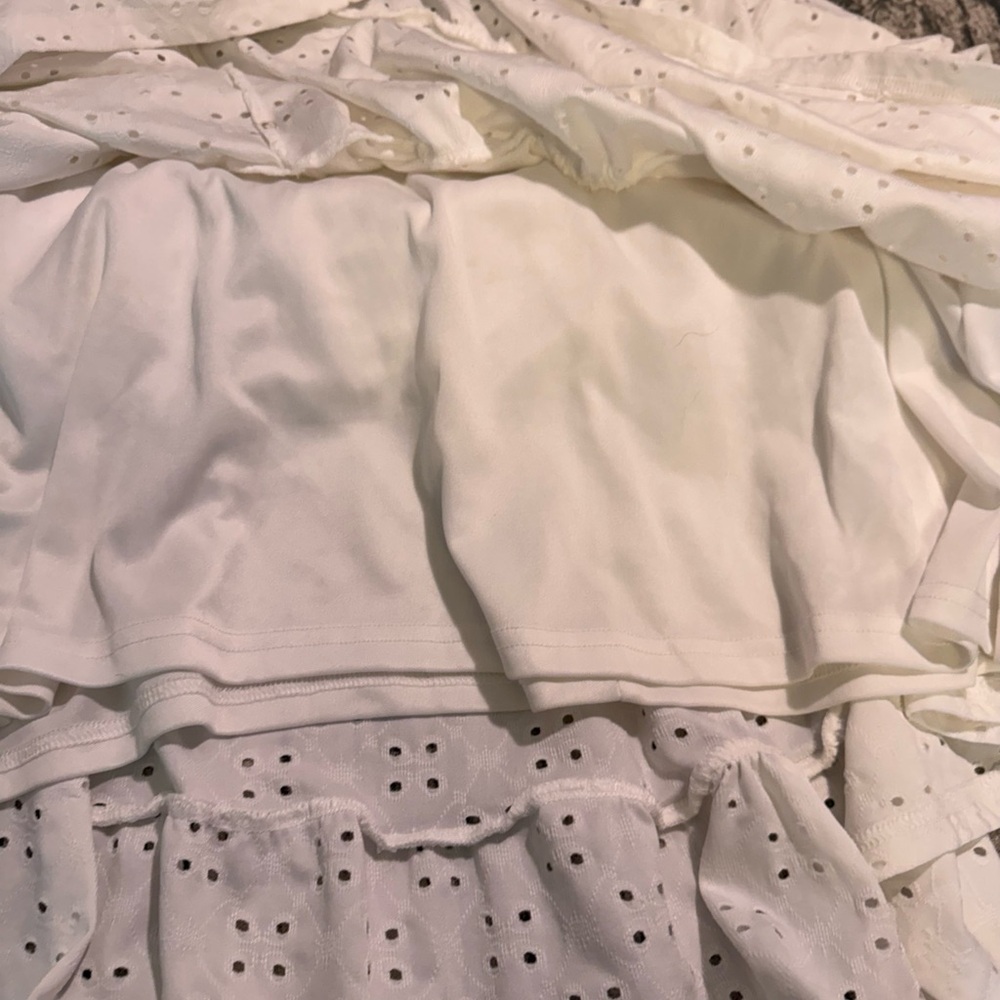 Tiered White Eyelet Button Down Dress Pockets Emery Rose 2XL Casual - Picture 8 of 14